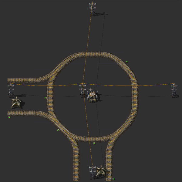 Train 2-Way Roundabout (Turn) Blueprint Image