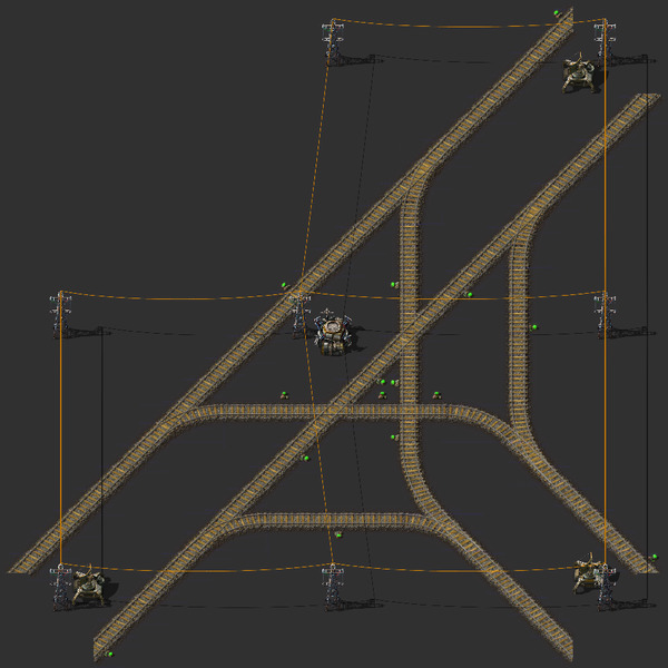 Diagonal Train 3-Way Intersection Blueprint Image
