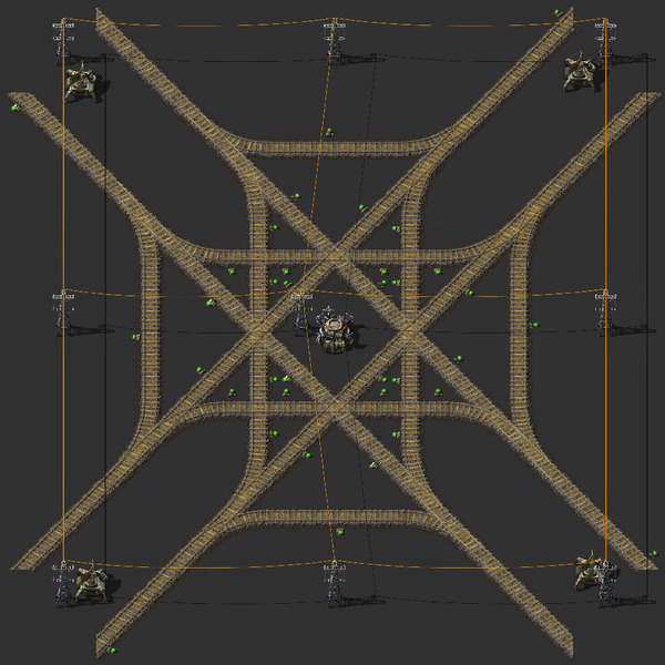 Diagonal Train 4-Way Intersection Blueprint Image