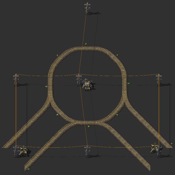 Diagonal Train 2-Way Roundabout (Turn) Blueprint Image