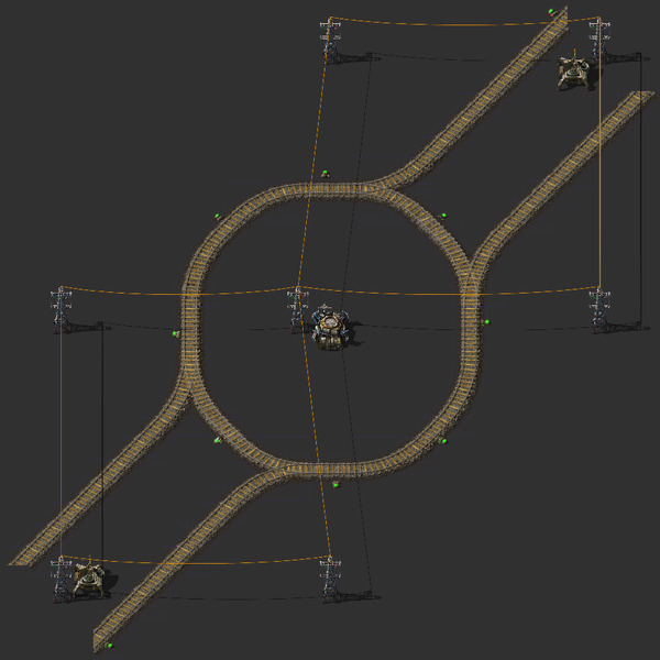 Diagonal Train 2-Way Roundabout (Through) Blueprint Image